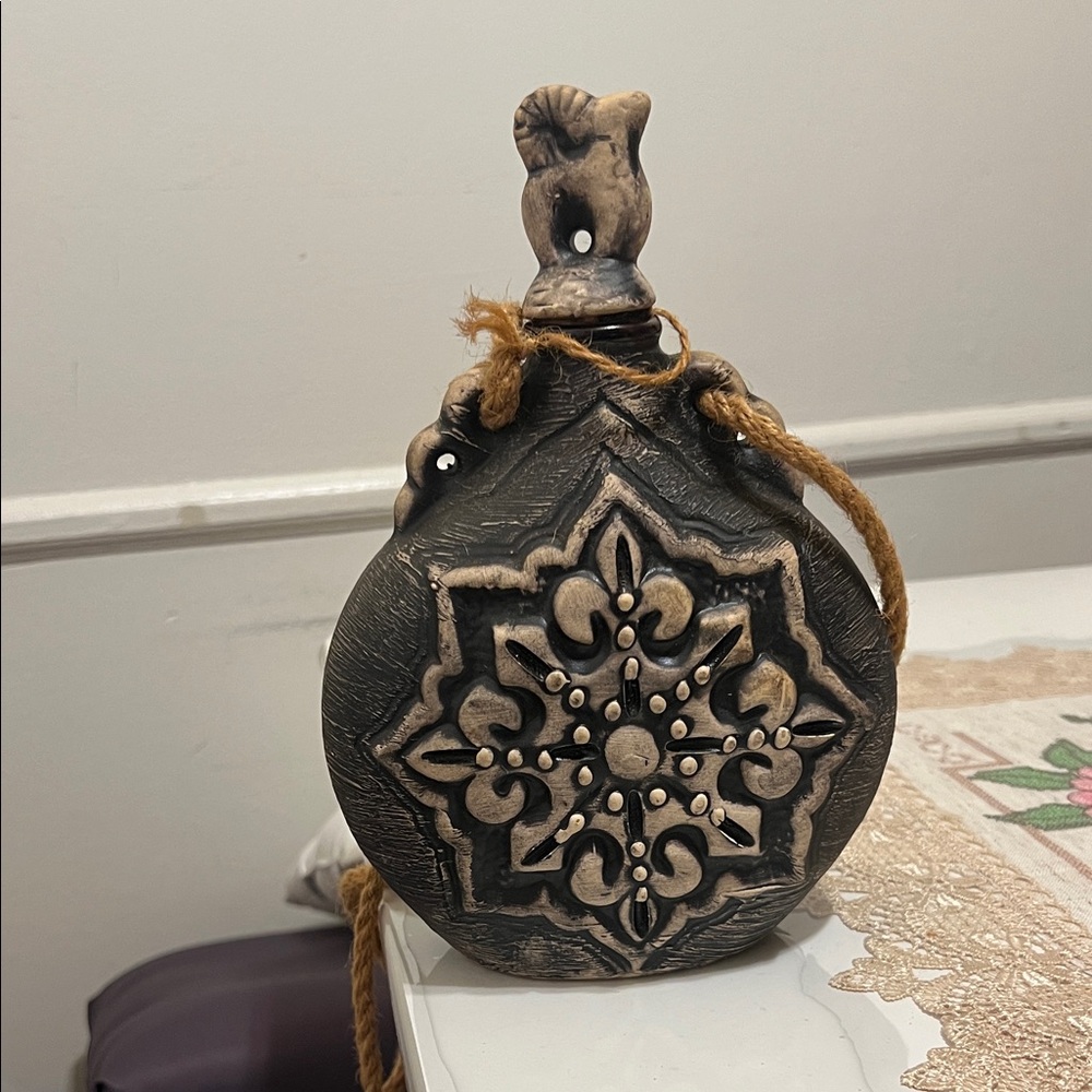 Armenian Ceramic Flask - Brown and Black